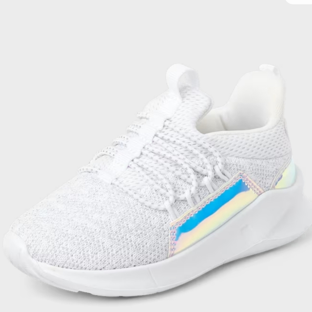 Toddler Girls Glitter Running Sneakers - white Size 9